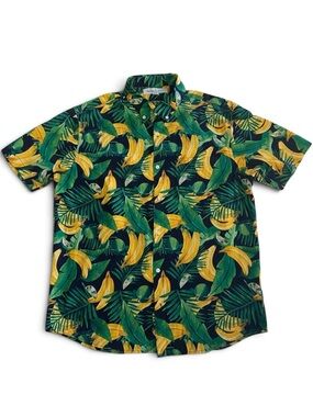Old Navy Men's Short-Sleeve Tropical Button-Down Shirt - Bananas & Limes - LT